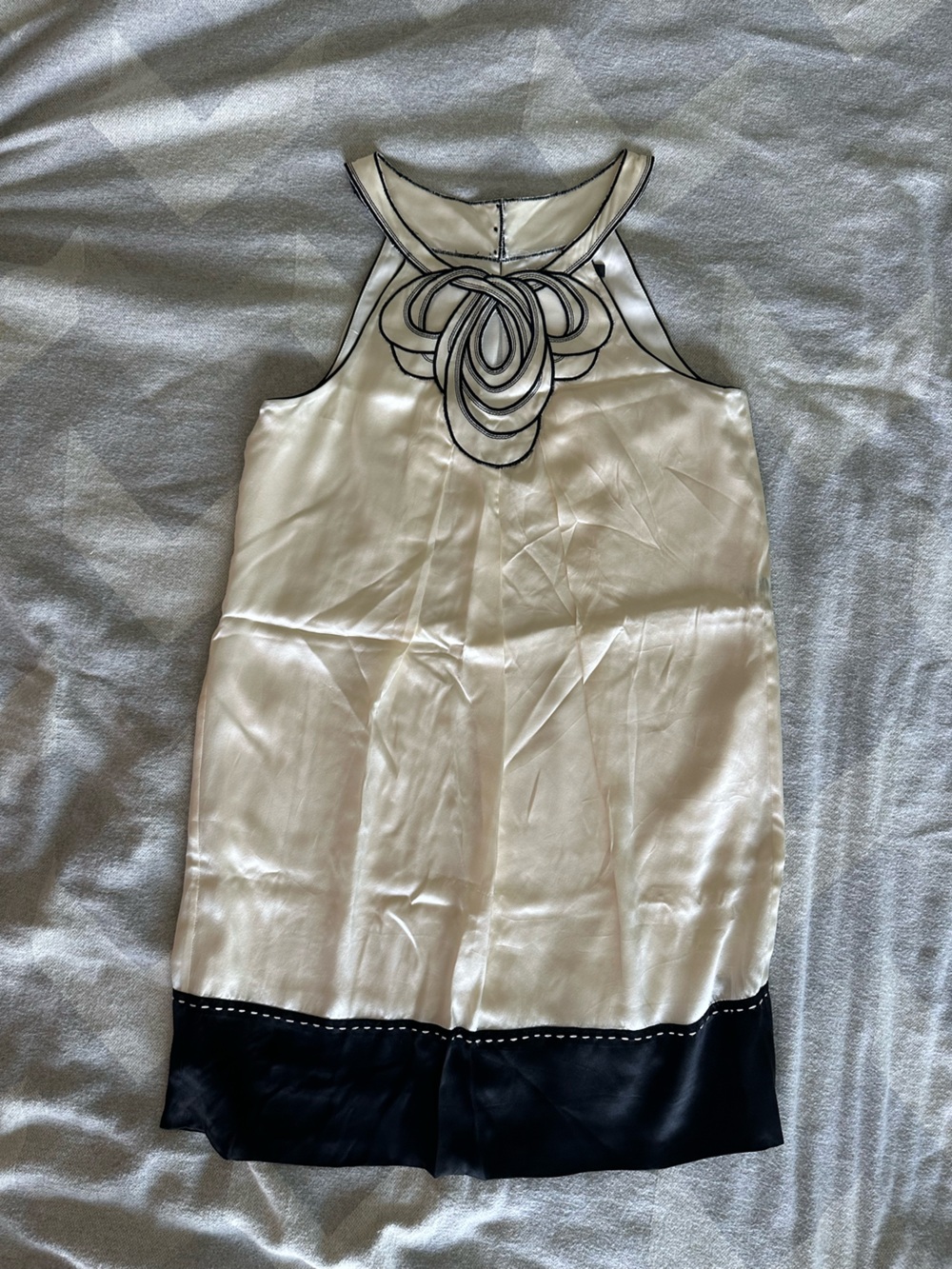 BCBG Max Azria Cream & Black Silk Dress size 0